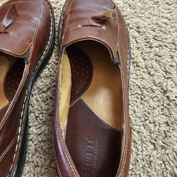 Born Tassel Loafers Mens 9 Brown Leather Slip On Dress Shoes B-6203 Handcrafted - Picture 9 of 10